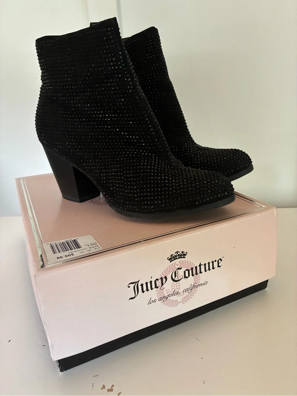 Juicy Couture Black Crystal Embellished Ankle Booties