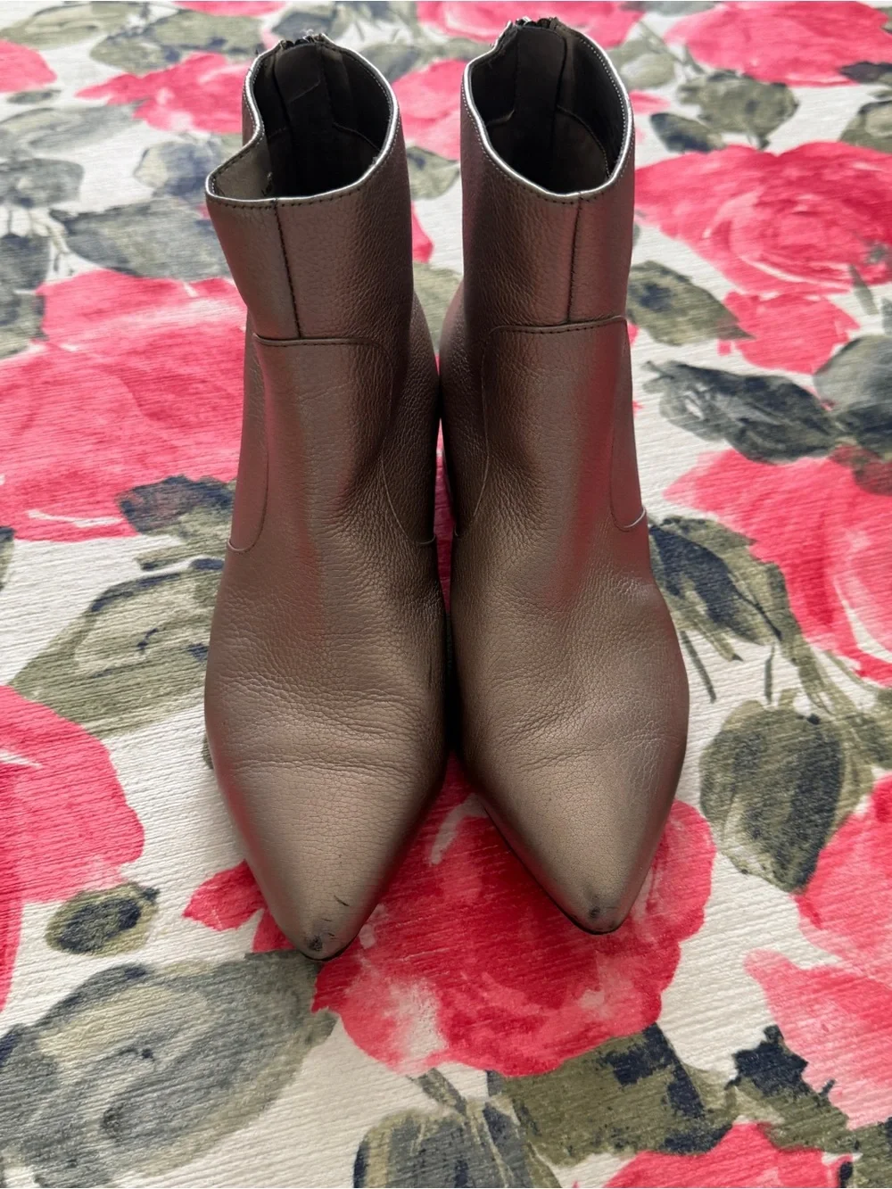 Karl Lagerfeld Metallic Brown Pointed Toe Ankle Boots