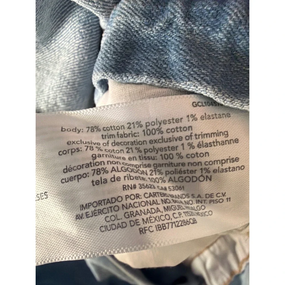 OshKosh Bgosh Baby Girls Denim Overalls Light Wash Floral Trim 18M OSH89379-SSI