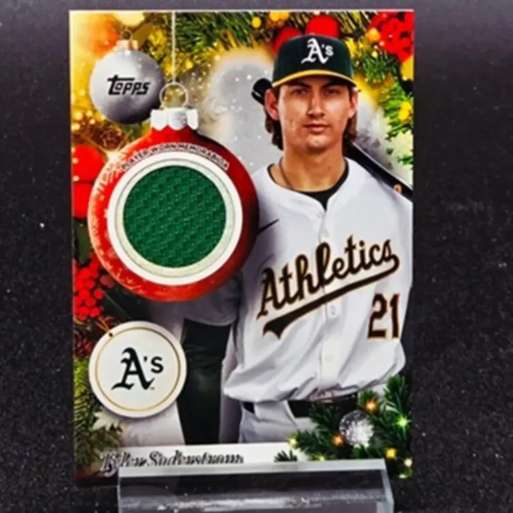 Tyler Soderstrom Bowman 1st Edition Blue Foil Holiday Patch Athletics Star