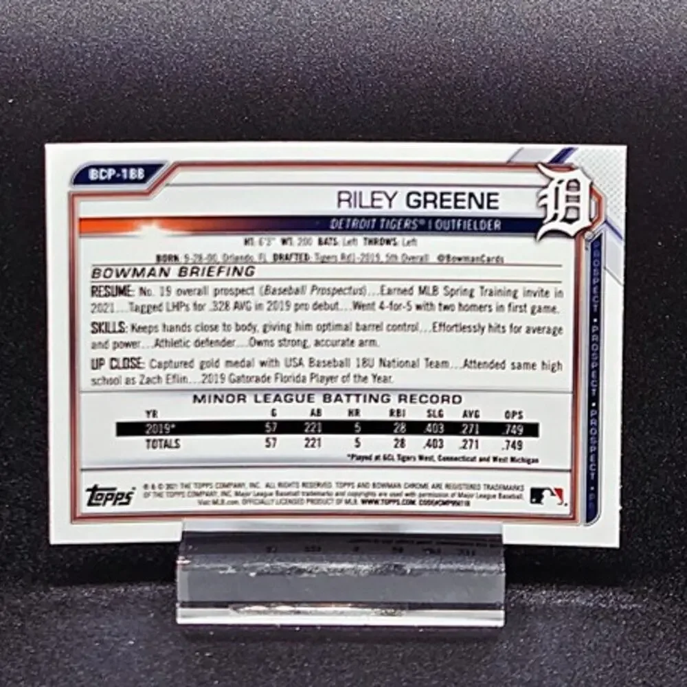 Riley Greene Bowman Chrome Sapphire Holiday SSP RC Detroit Tigers Star Rookie