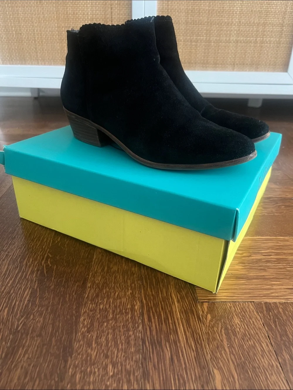 Jack Rogers Black Suede Bailee Scallop Suede Ankle Boot Size 10