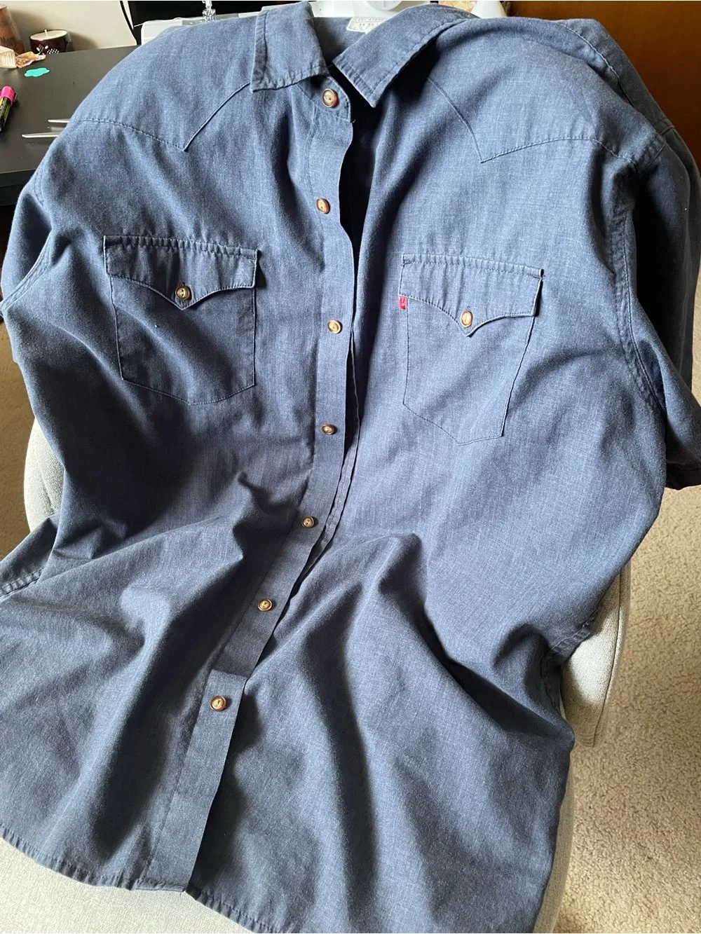 Levi’s Mens Dark Blue Denim Button-Up Shirt size XL