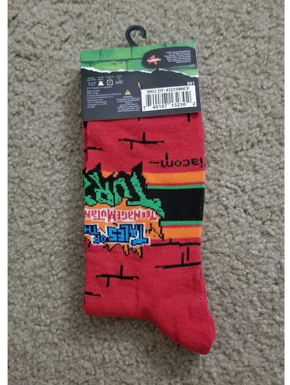 Teenage Mutant Ninja Turtles Raphael Men's Crew Socks