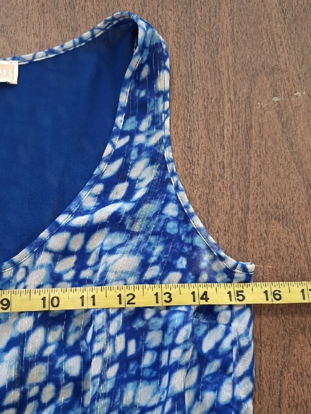 Michael Kors Blue Printed Sleeveless Maxi Dress Size Extra Small