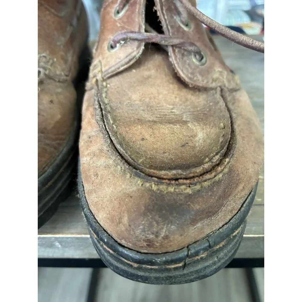 Justin Womens 6.5 Brown Leather Lace Up Moc Toe Boots Lug Sole Casual Work