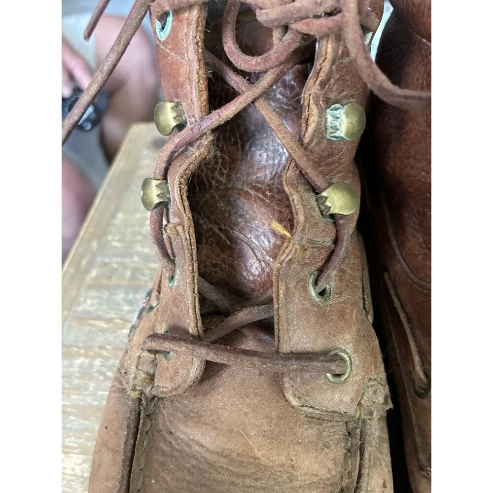 Justin Womens 6.5 Brown Leather Lace Up Moc Toe Boots Lug Sole Casual Work