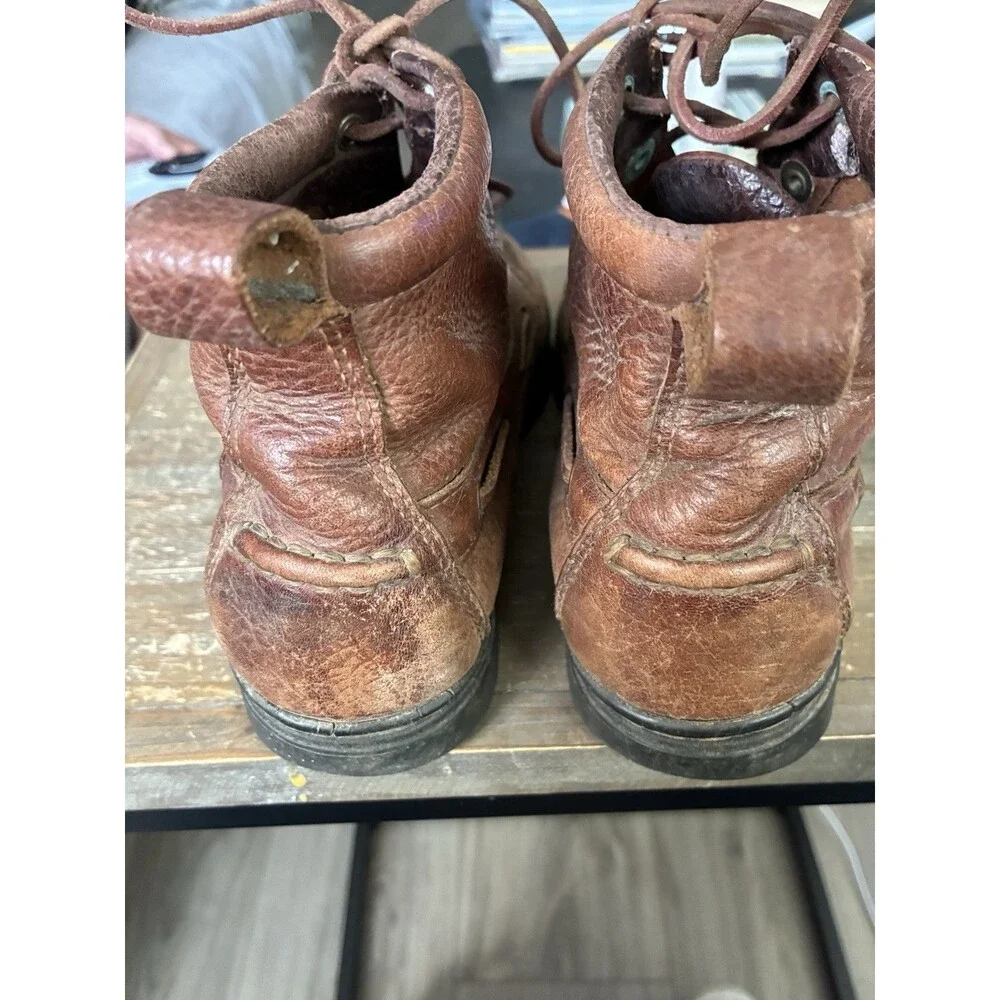Justin Womens 6.5 Brown Leather Lace Up Moc Toe Boots Lug Sole Casual Work