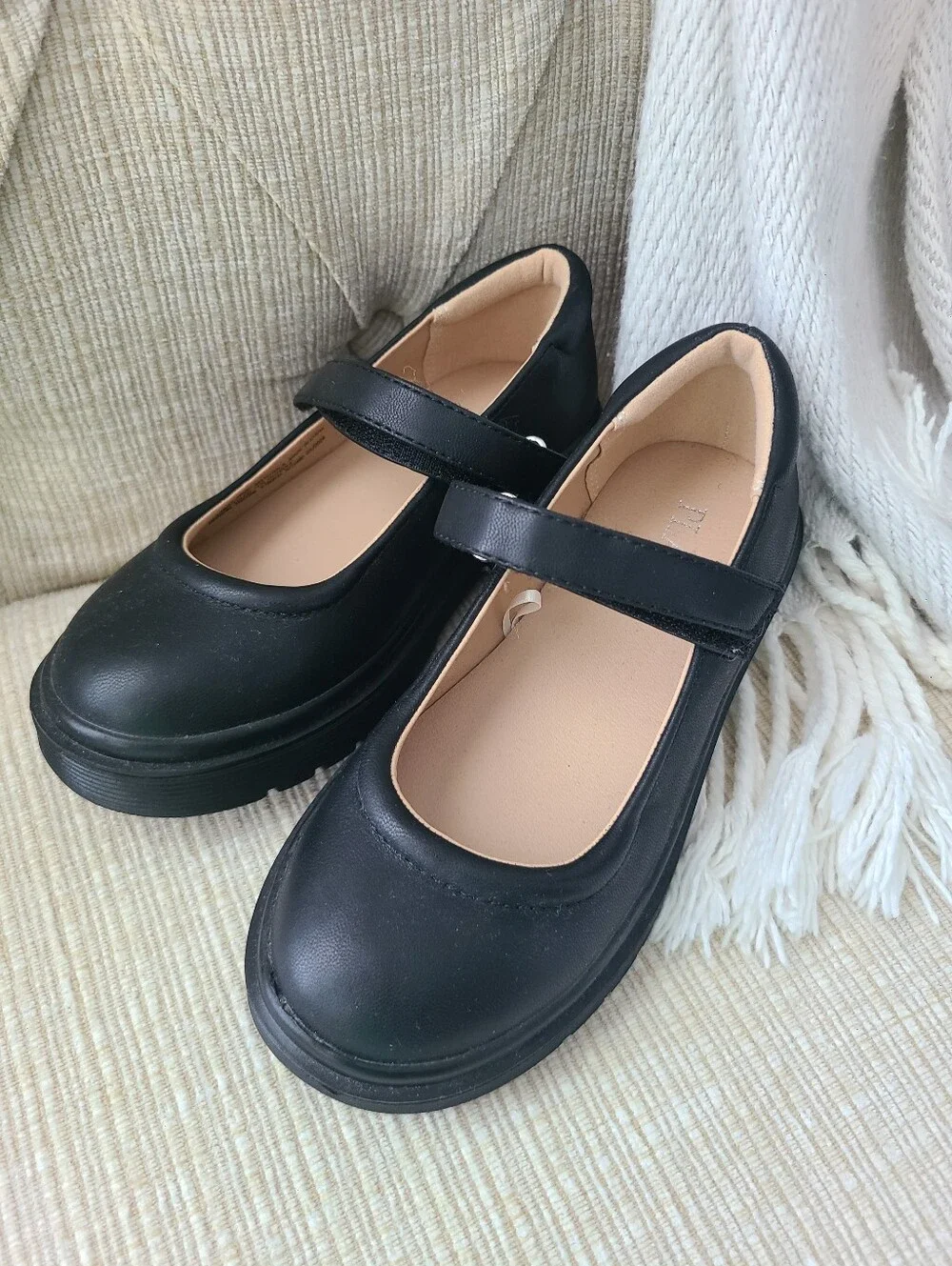 NEW Classic Black Mary Jane Kids Shoes - Comfortable School Uniform Flats - 12