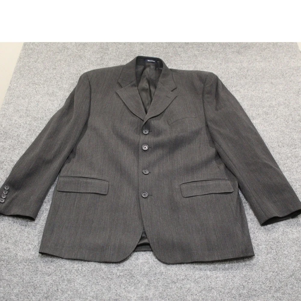 Vintage Ralph Lauren Men's Gray Suit Jacket Blazer‎ 44L Wool Blend 4 Button