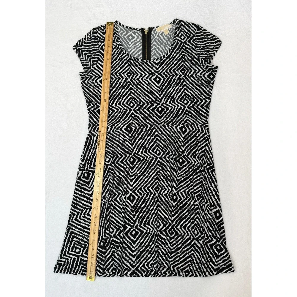 Michael Kors Women's Size Large Black & White Jersey Dress Stretch Flare
