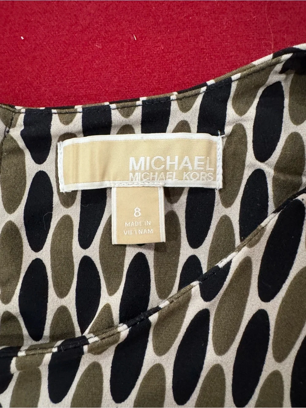 Michael Kors Black and White Geometric Long Sleeve Dress