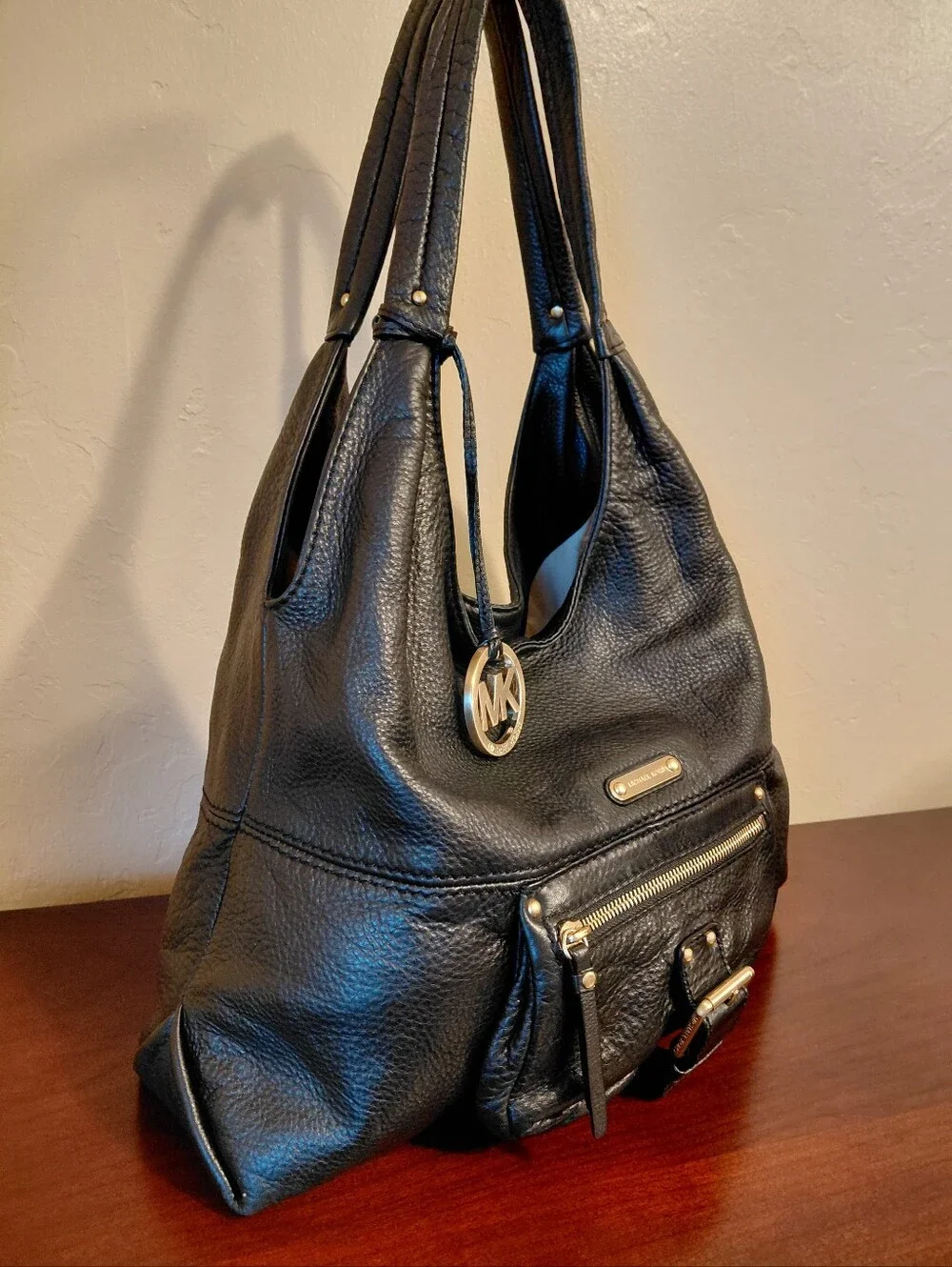 Michael Kors Austin Large Black Pebbled Leather Slouchy Hobo Bag
