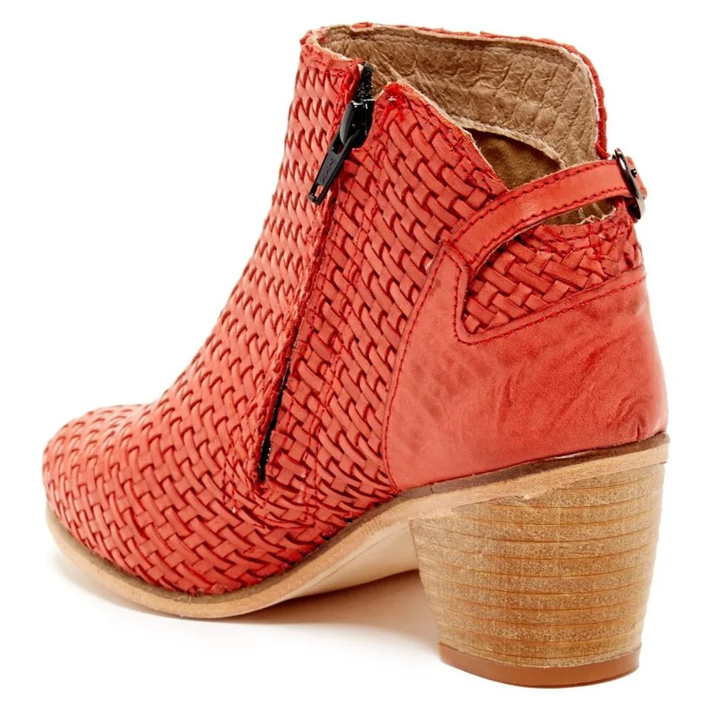 Catherine Malandrino Bootie Boot Woven Leather Women's 40 RED
