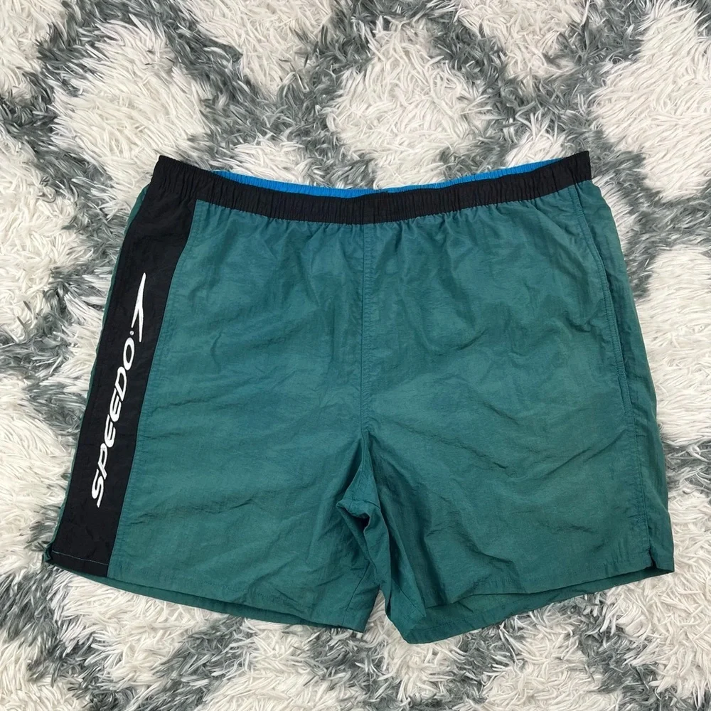 Vintage Speedo Men's Green Swim Trunks With Liner Size Large