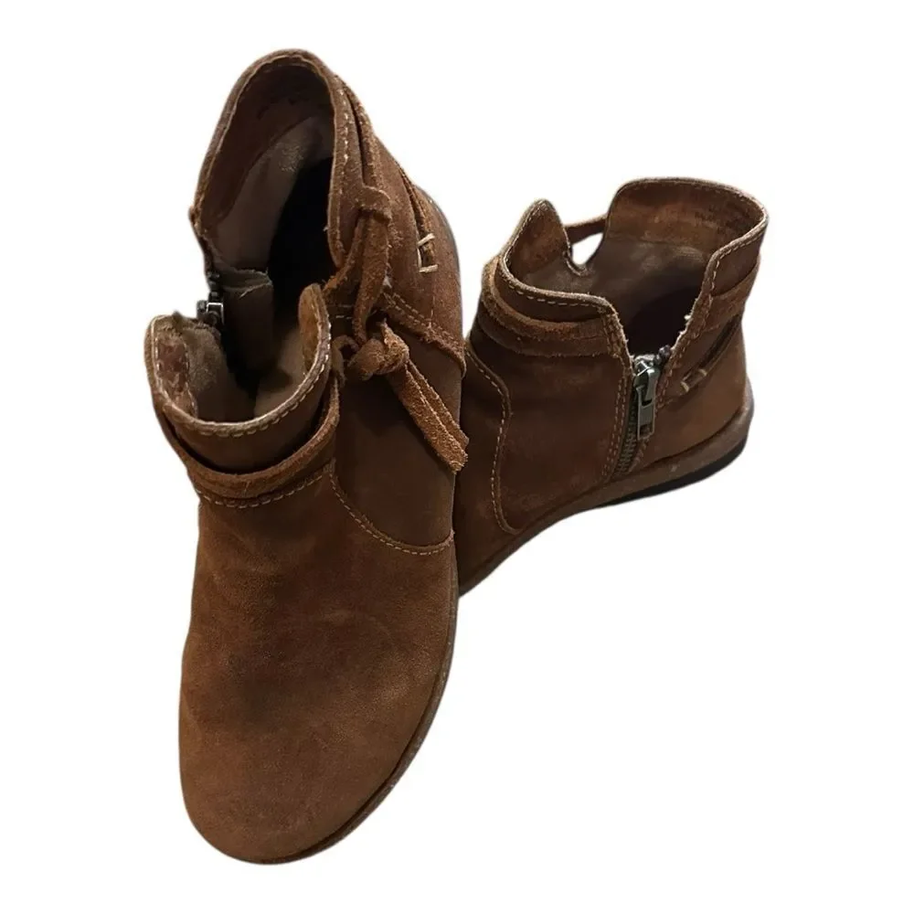 Born Boots | Womens Tarkiln Ankle Booties Brown Leather Side Zip BR0017406 | 7