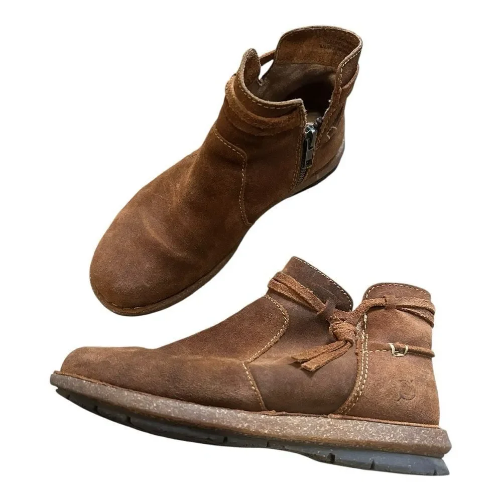 Born Boots | Womens Tarkiln Ankle Booties Brown Leather Side Zip BR0017406 | 7