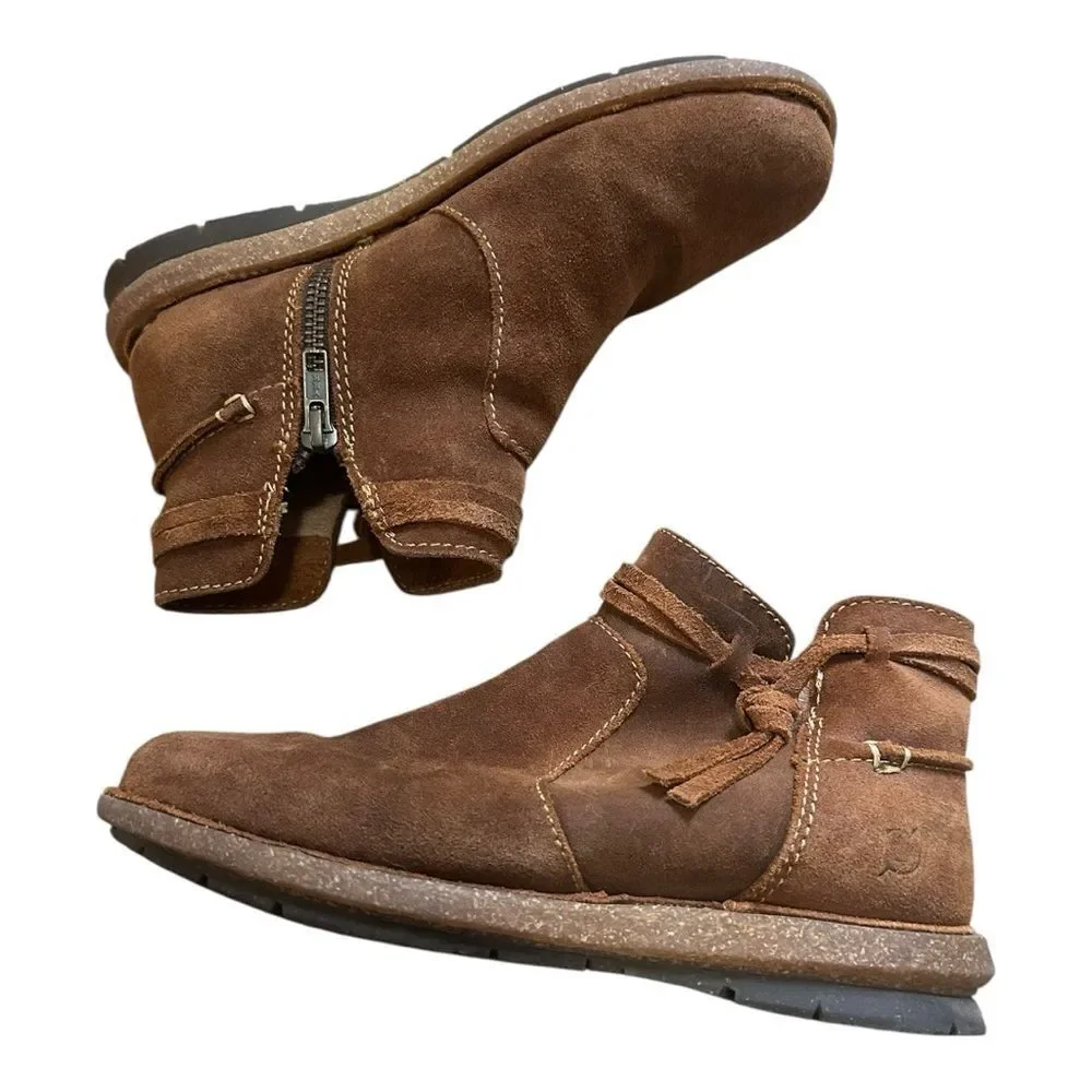 Born Boots | Womens Tarkiln Ankle Booties Brown Leather Side Zip BR0017406 | 7