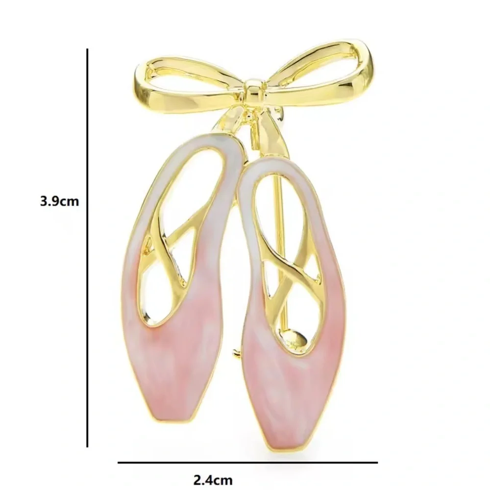 Blue Ballet Slippers Gold Brooch