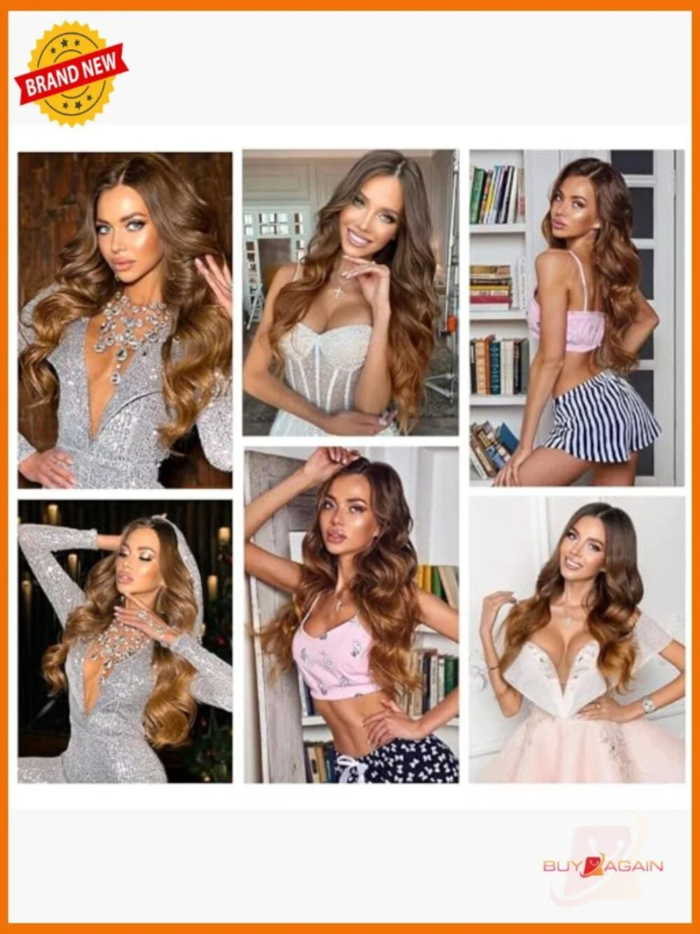 Long Wavy Lace Front Wig Human Hair Heat Resistant Lightweight Full Wig