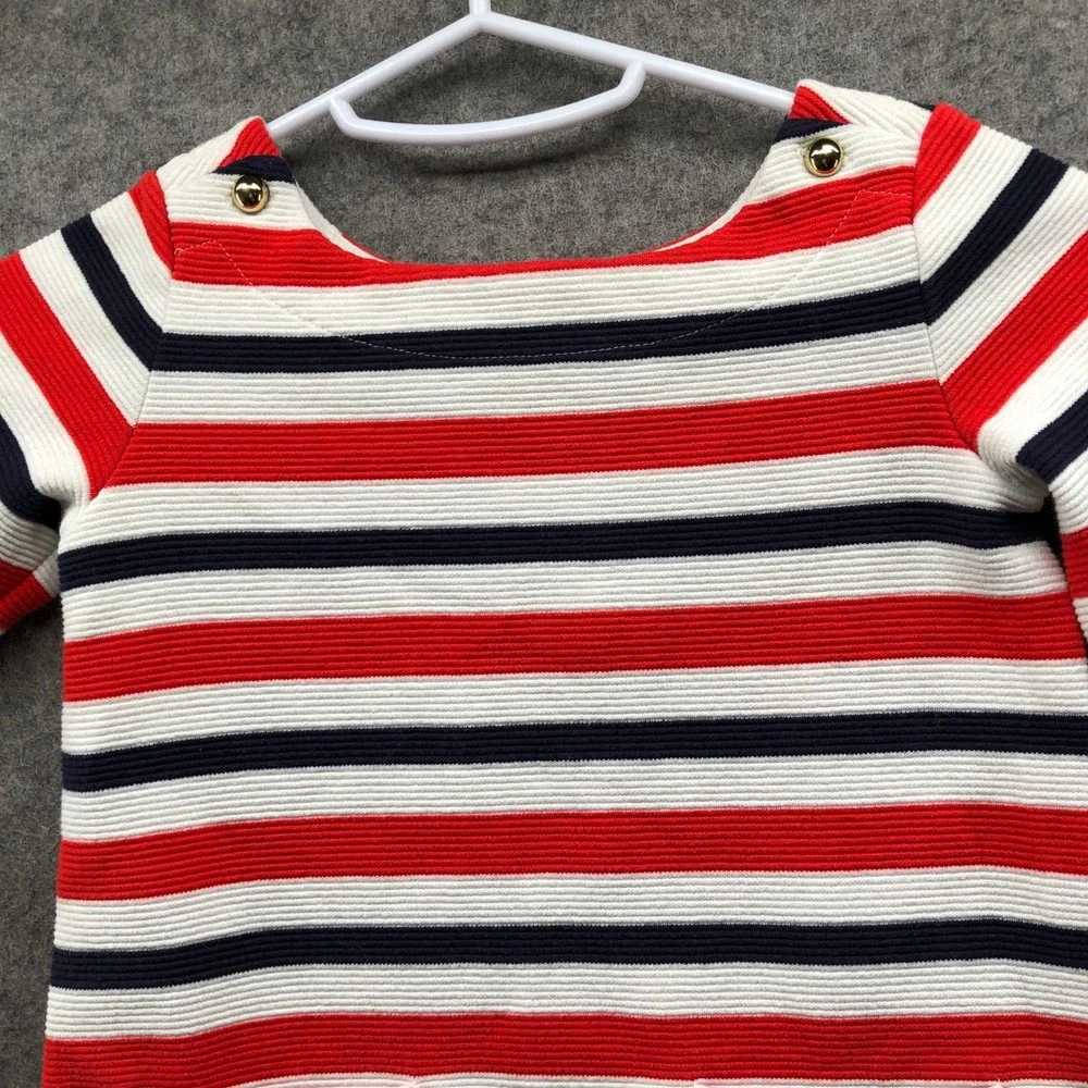 Janie and Jack Striped Knit Dress Girls 4T Red Navy White Nautical Ruffle Casual