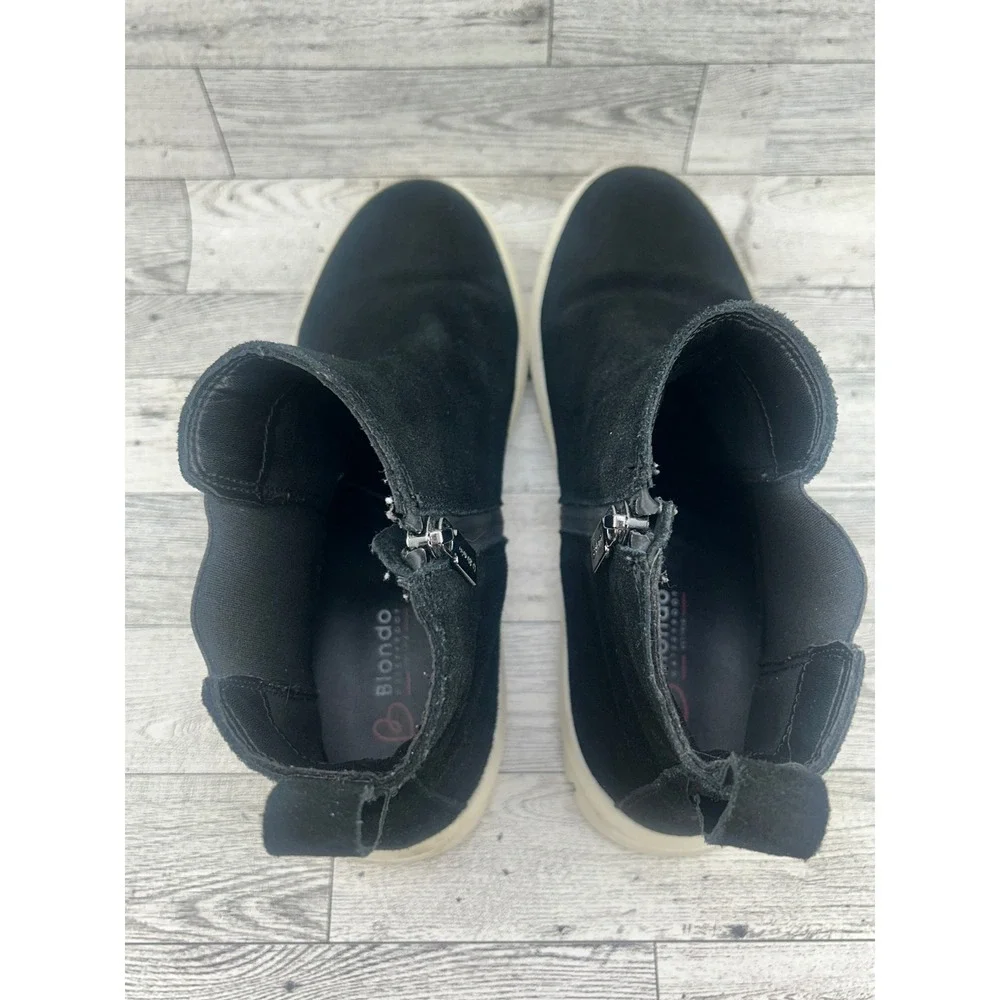Blondo Waterproof Black Suede Ankle Boots B3517 015 Women Sz 9 M Platform Zipper