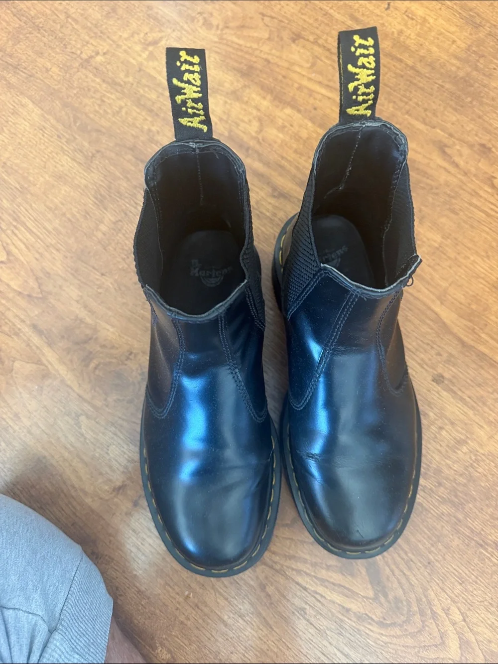 Dr. Martens Black Chelsea Platform Boots with Yellow Stitching