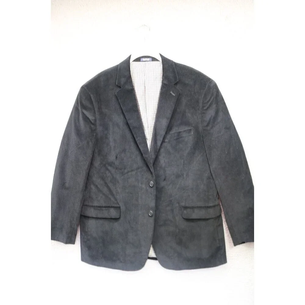 Saddlebred Men's Black Corduroy Blazer-Size 44R-Nice-Two Button-Business