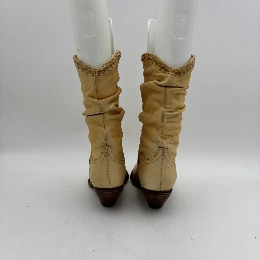 Vintage Zodiac USA Slouchy Leather Boots Women's 6.5 Cowboy Western Boho