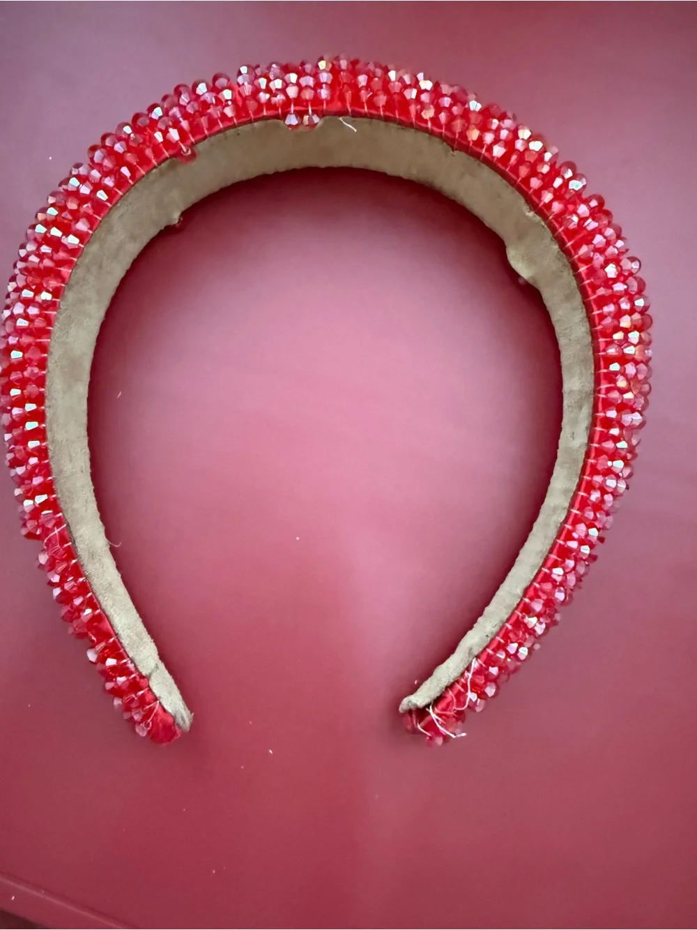 Red Beaded Padded Headband - Women Accessories