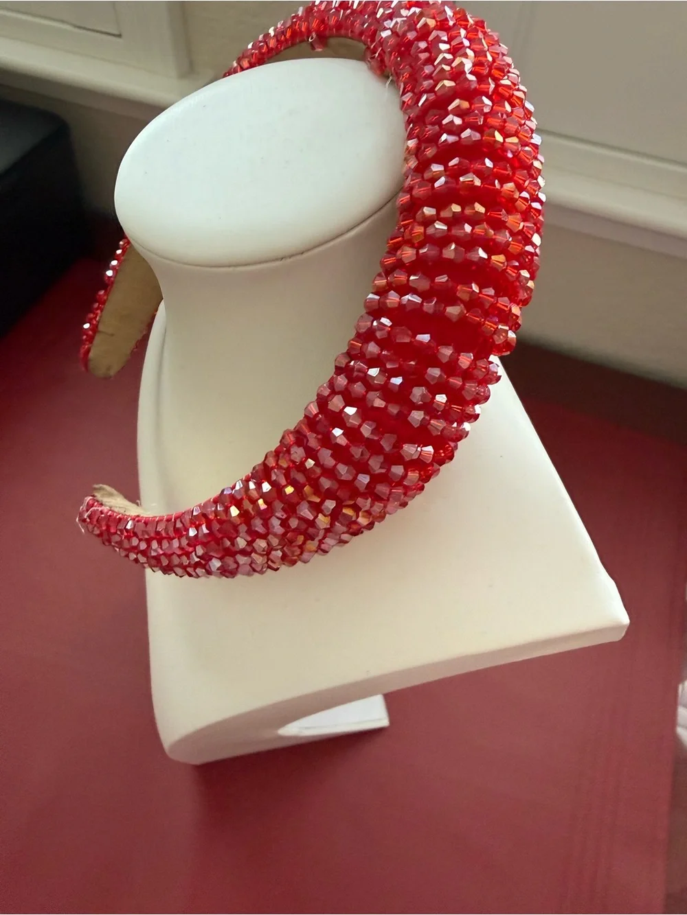 Red Beaded Padded Headband - Women Accessories