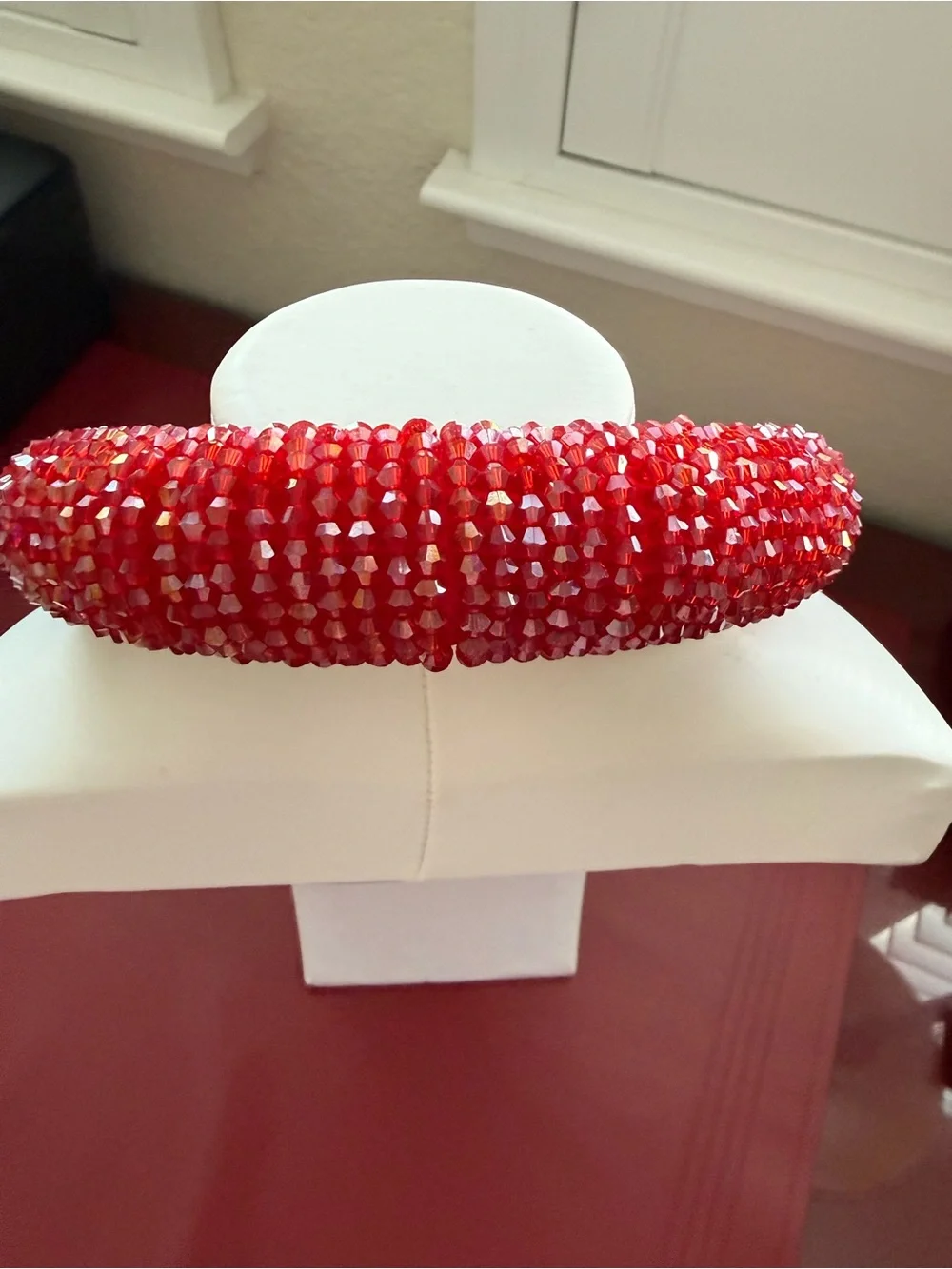 Red Beaded Padded Headband - Women Accessories