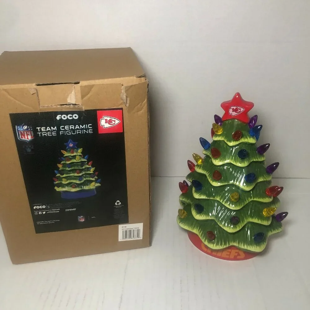 NFL Team Ceramic Christmas Tree  Kansas City Chiefs Football Team New In The Box
