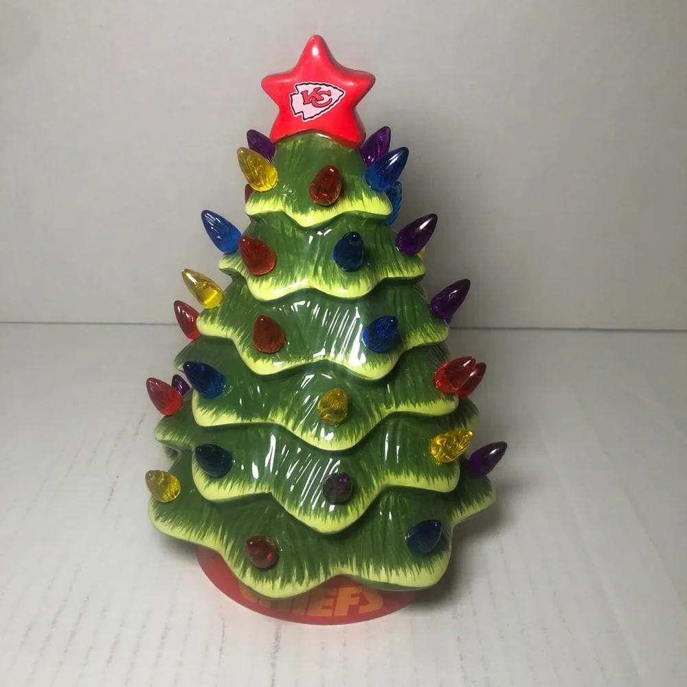 NFL Team Ceramic Christmas Tree  Kansas City Chiefs Football Team New In The Box