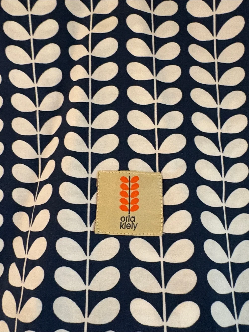 Orla Kiely Tiny Stem Navy & White Queen Bedding Set-EUC