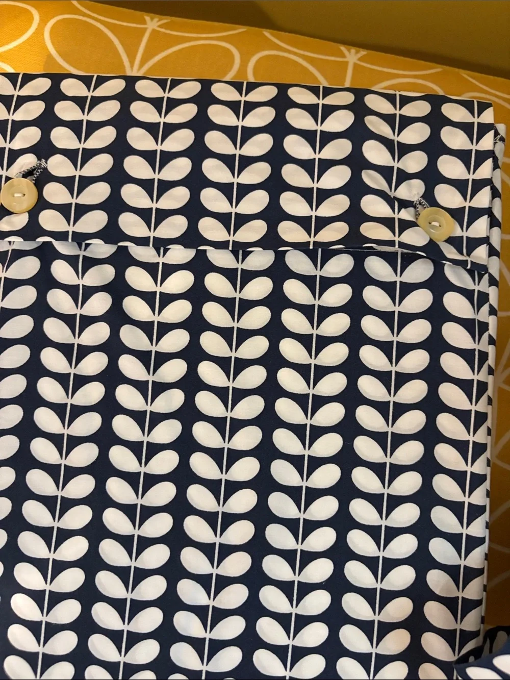 Orla Kiely Tiny Stem Navy & White Queen Bedding Set-EUC