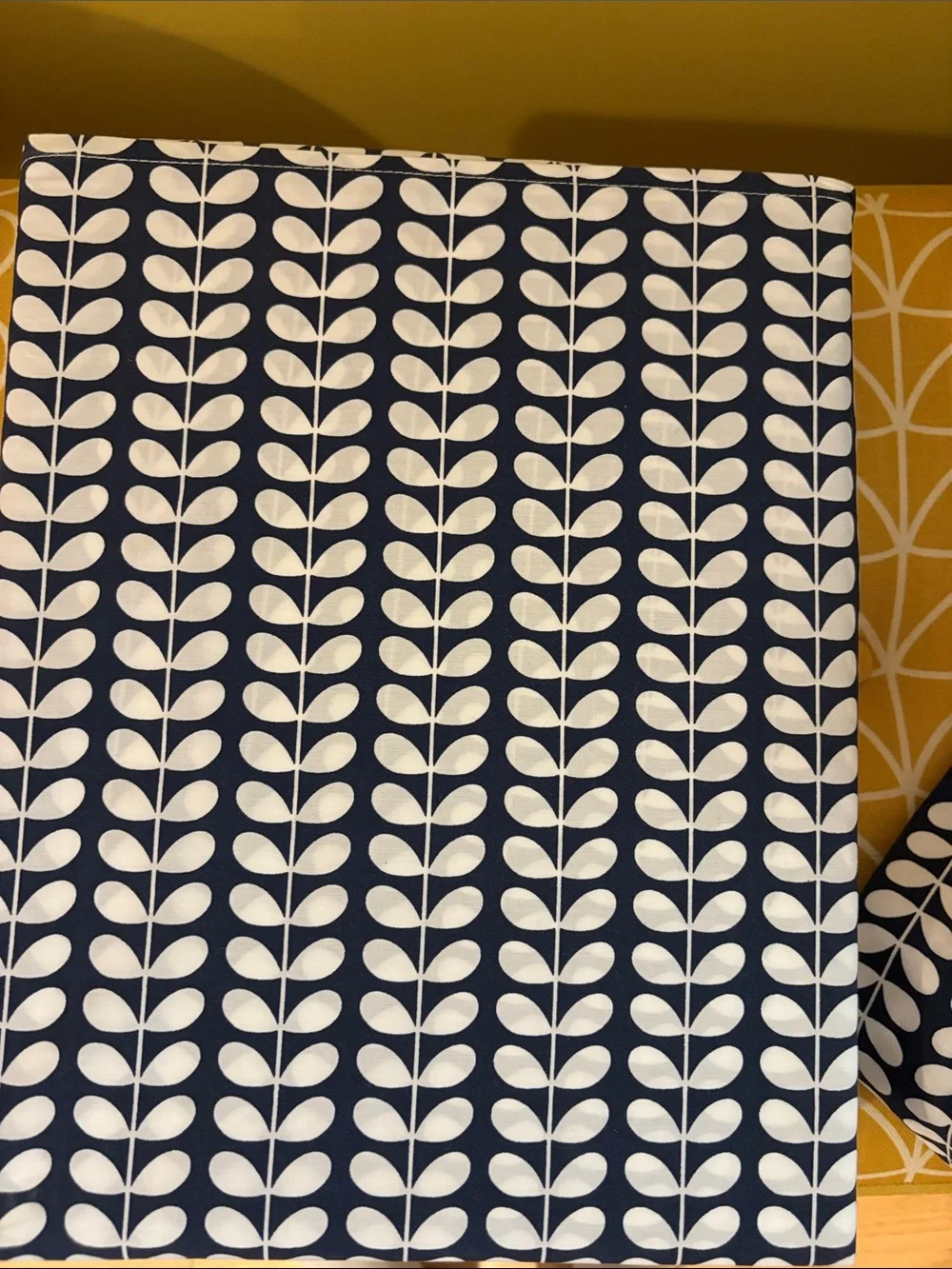 Orla Kiely Tiny Stem Navy & White Queen Bedding Set-EUC