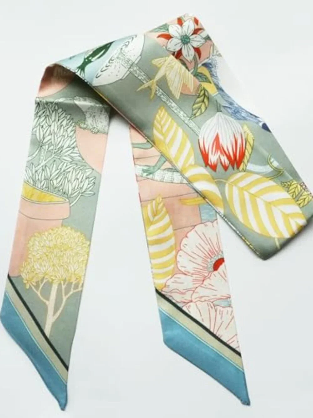 100% Real Mulberry Silk Narrow Scarf - Hair Tie, Handbag Wrap, Neck Tie