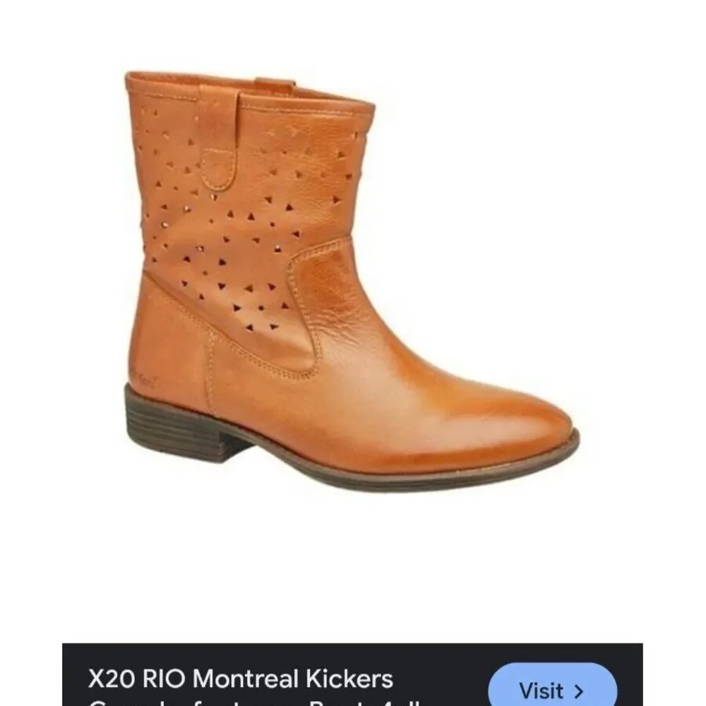 NWOB Kickers‎ Women's Roundy Orange Laser Cut Leather Ankle Boots Sz 38/US 7