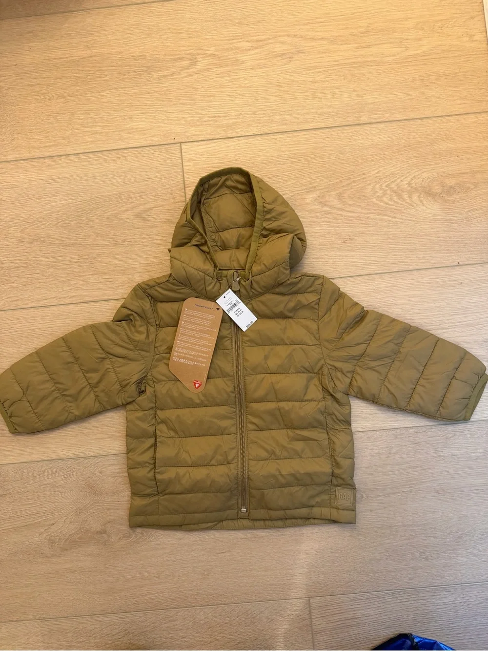 GAP Primaloft Kids Lightweight Hooded Puffer Jacket - Tan