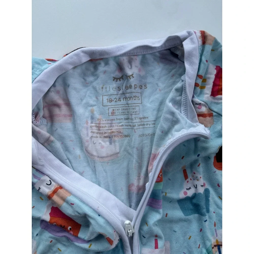 Little Sleepies Birthday Cake Bamboo Shorty Zippy Romper 18-24M