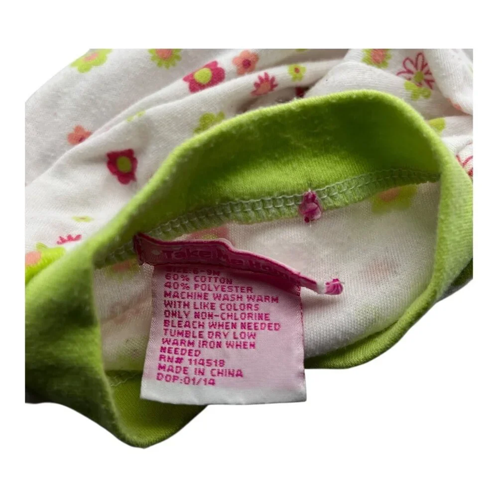 Lot of 2 Baby Girl One Piece Footed Pajamas 3-6M Floral‎ Long Sleeves Crew Neck