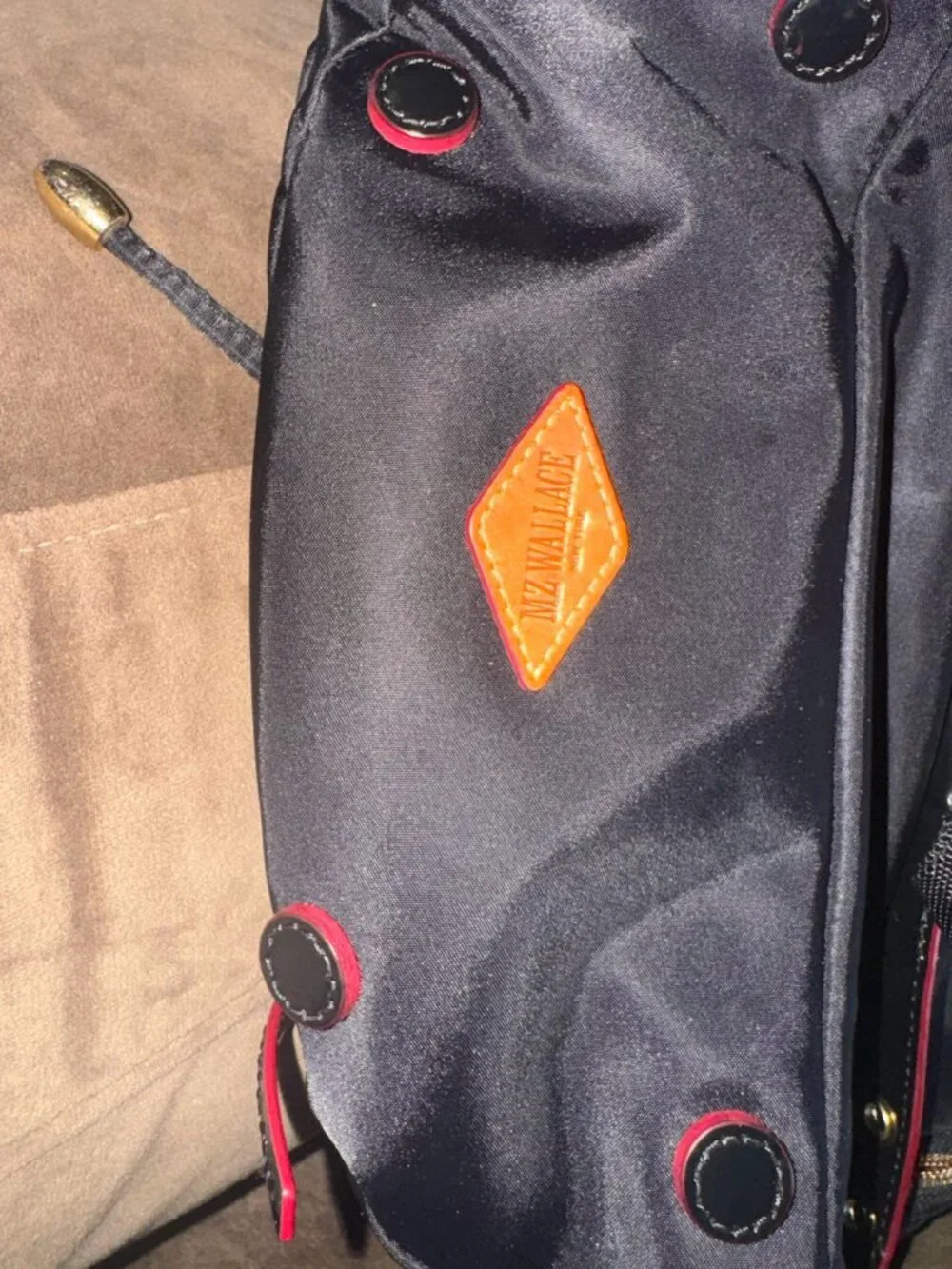 Stylish Black MZ Wallace nylon and leather backpack in excellent condition