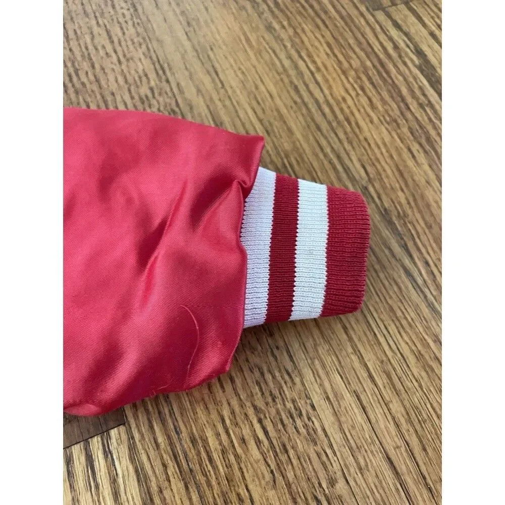 Vintage Mickey Mouse Satin Jacket Kids Size 5 Disney Red Bomber 80s 90s