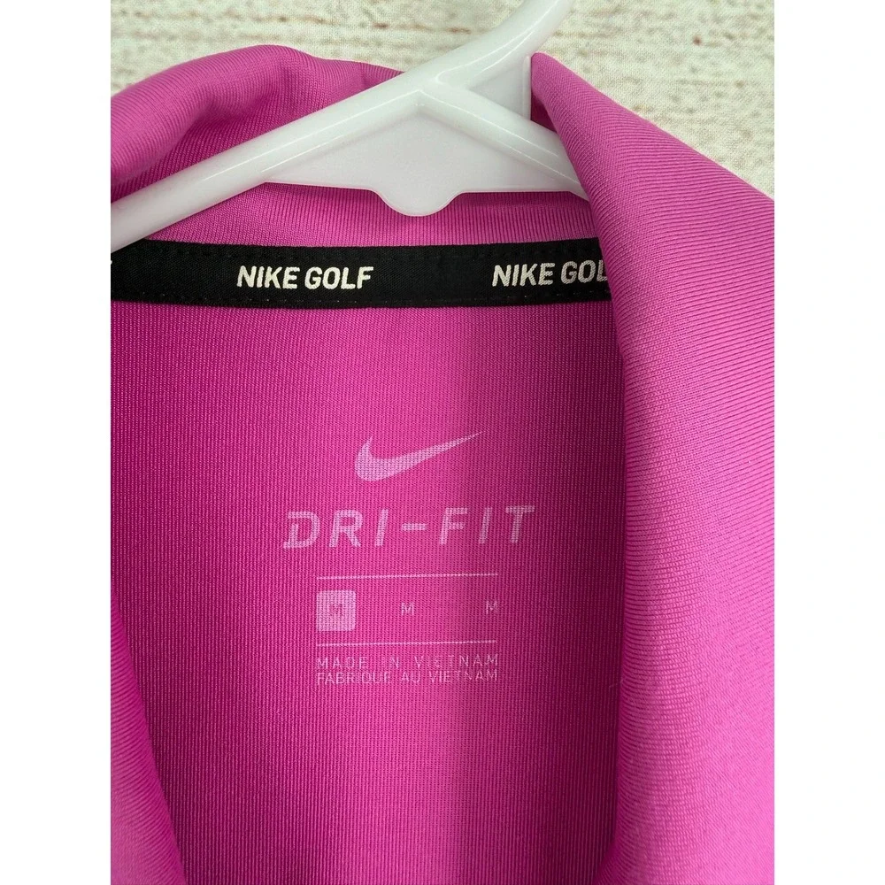 Nike Golf Polo Shirt Mens M Pink PNW Ryder Cup 2018 Dri-FIT Short Sleeve Stripe