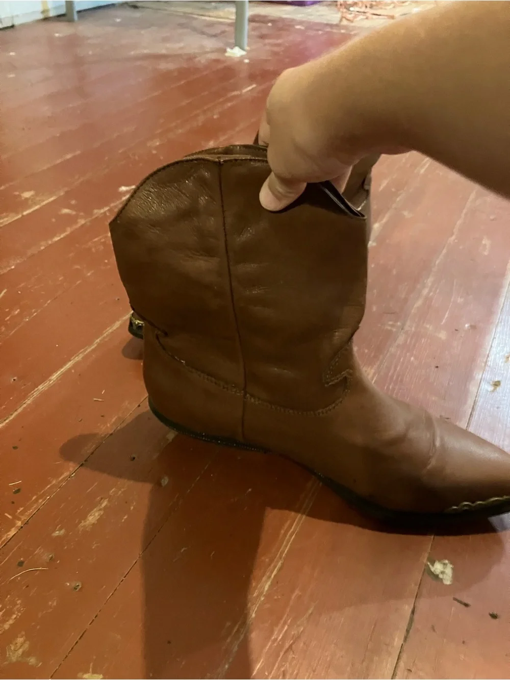 Brown Leather Vintage Western Ankle Boots Zodiac