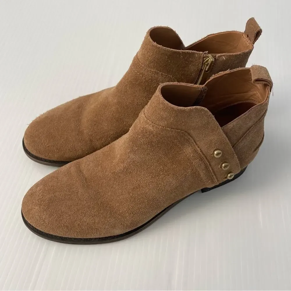 Franco Sarto Kelton brown suede studded booties size 7 size zip