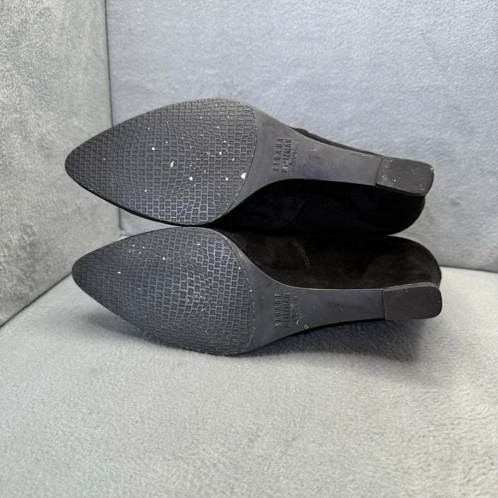 Stuart Weitzman Women's 9 Black Suede Stretch Wedge Ankle Booties Spain