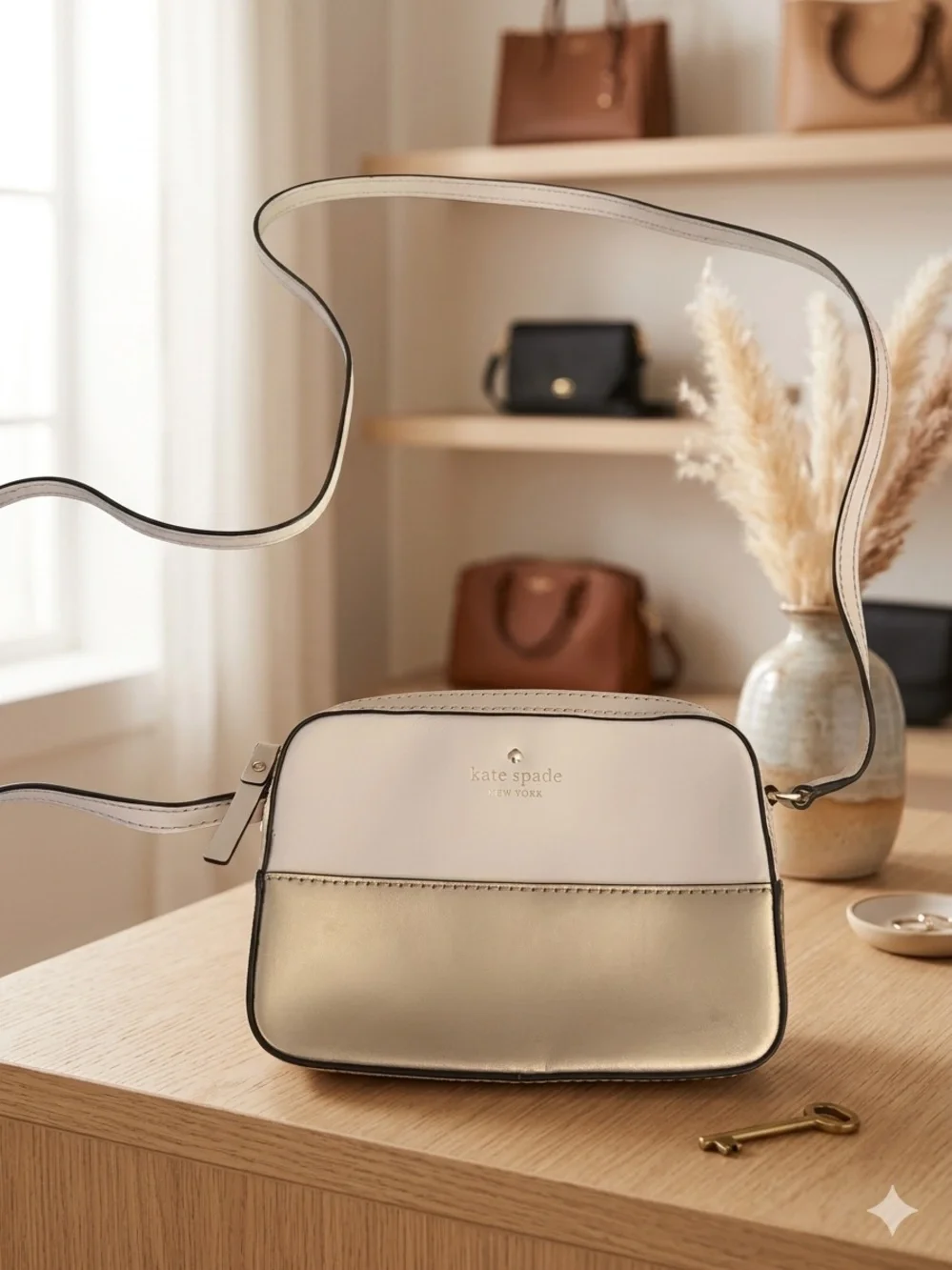 kate spade Cream and Gold Two-Tone Crossbody Bag!