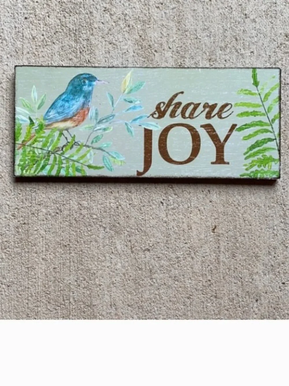 Share Joy Plaque Picture Blue Bird Leaves Rectangle Hanging Wall Art